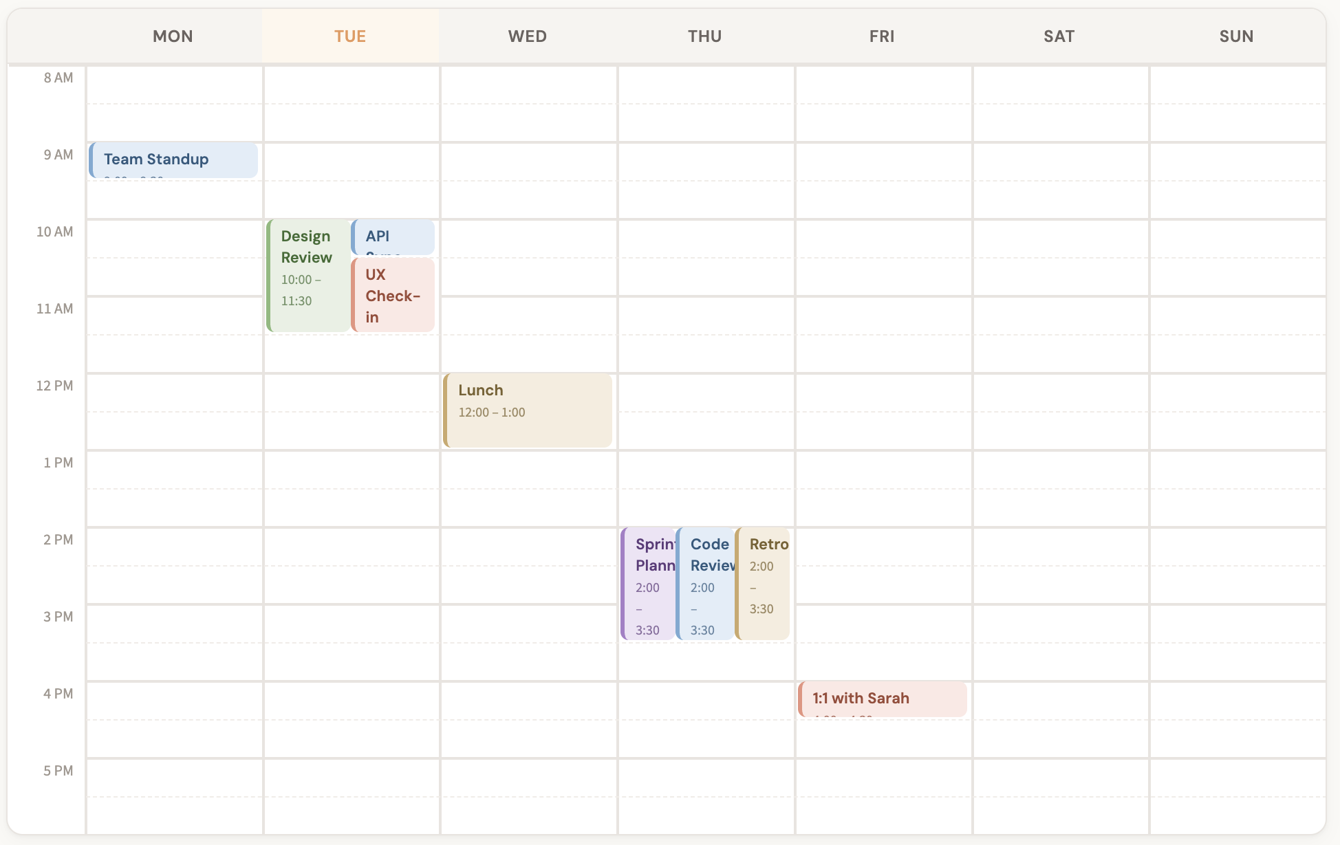 Calendar week view demo
